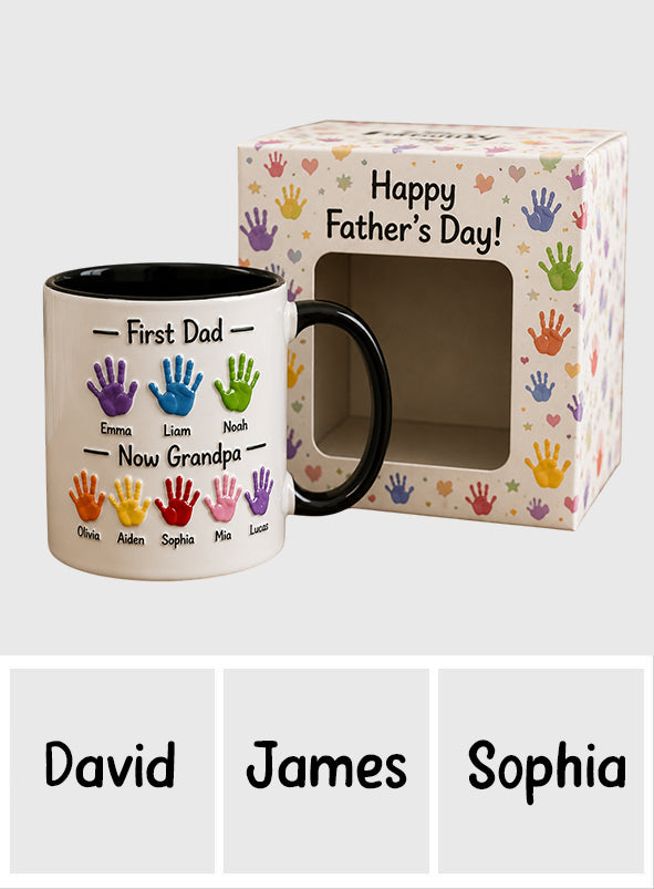 Zuerst Papa, jetzt Opa - Personalisierte Opa Akzent Tasse mit Geschenkbox