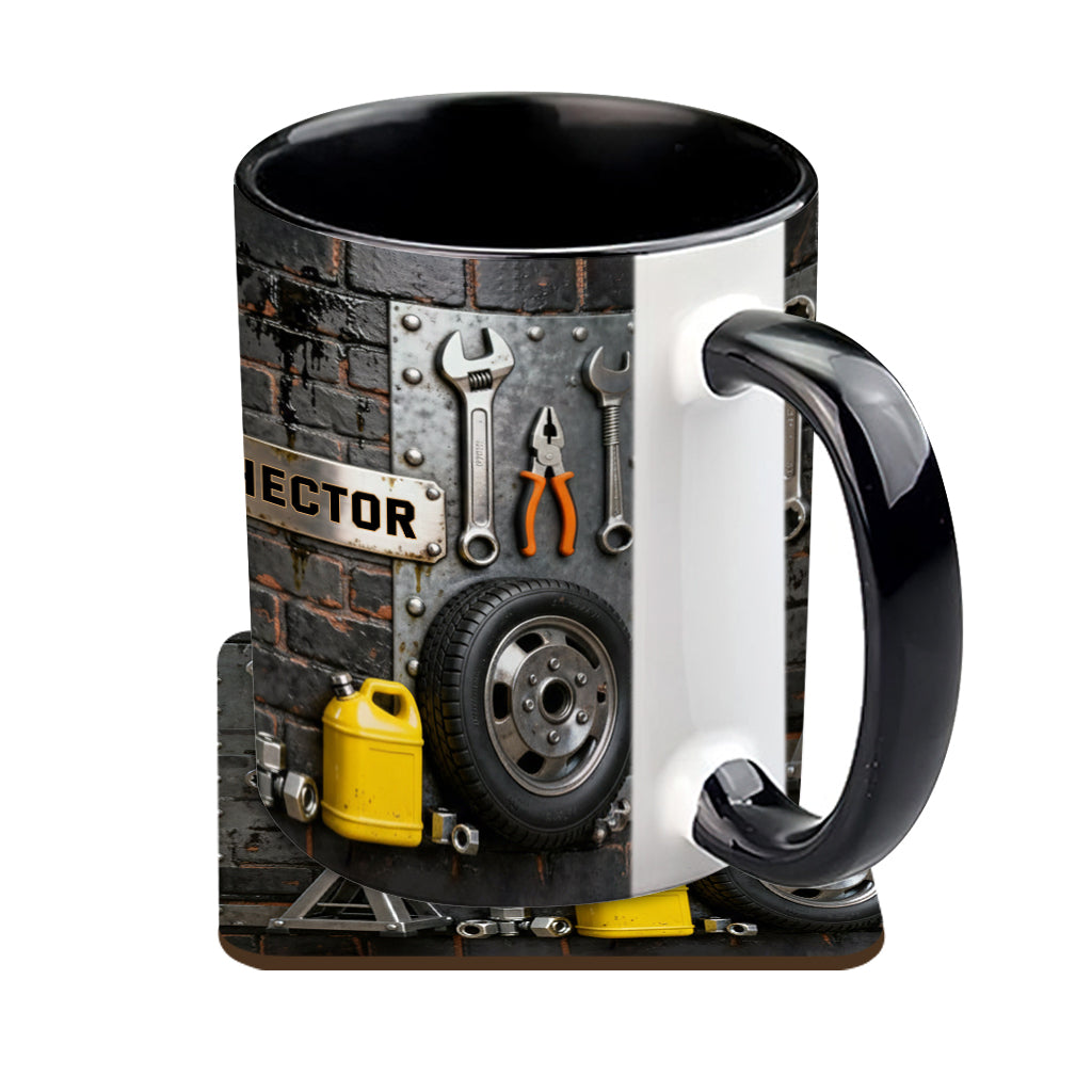 Eat Sleep Fix Car Repeat - Personalized Mechanic Accent Mug & Coaster