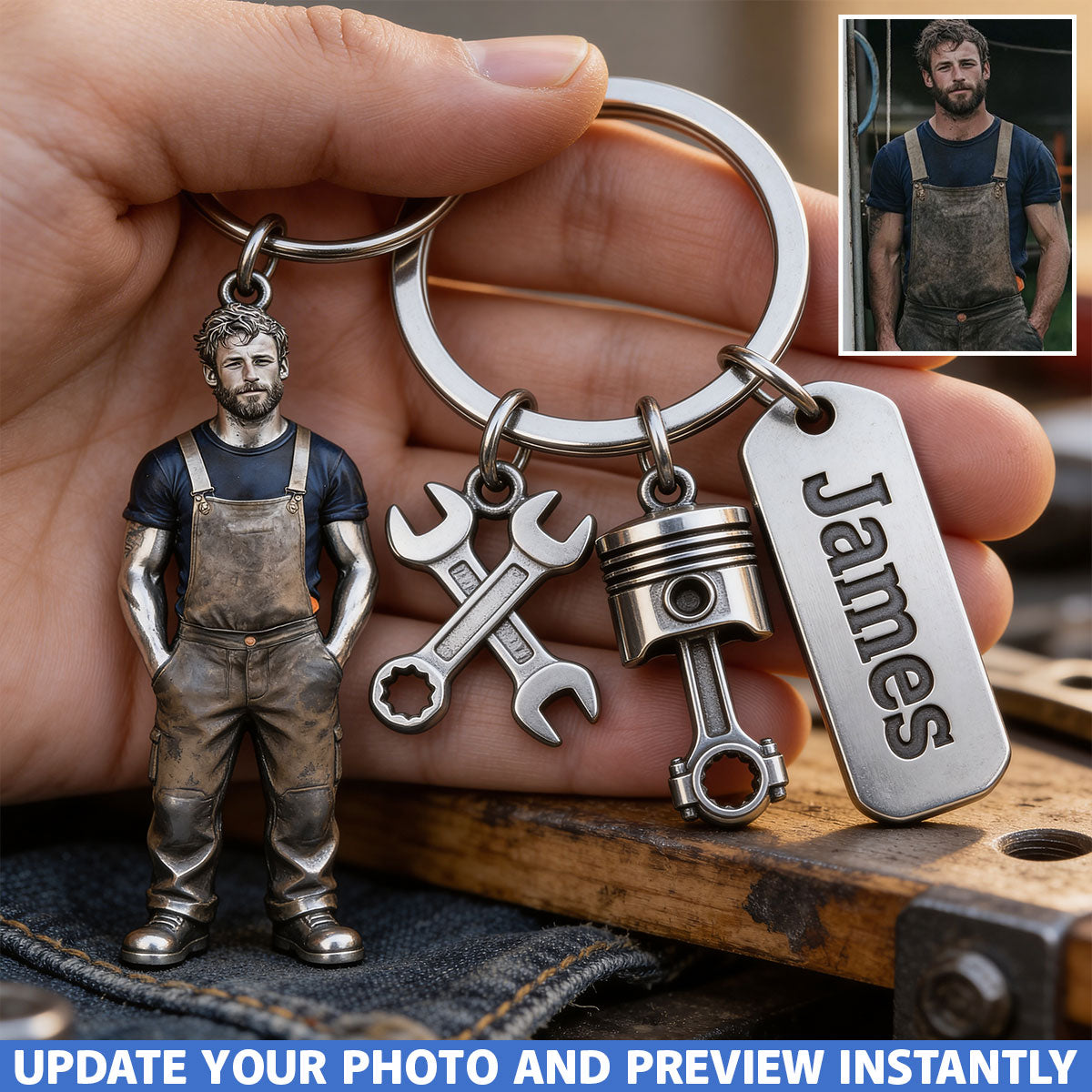 I Am The Warranty - Personalized Mechanic Keychain With Charms
