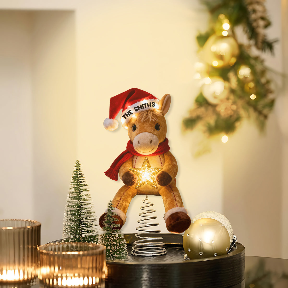 Merry Horsemas - Personalized Horse LED Light Tree Topper