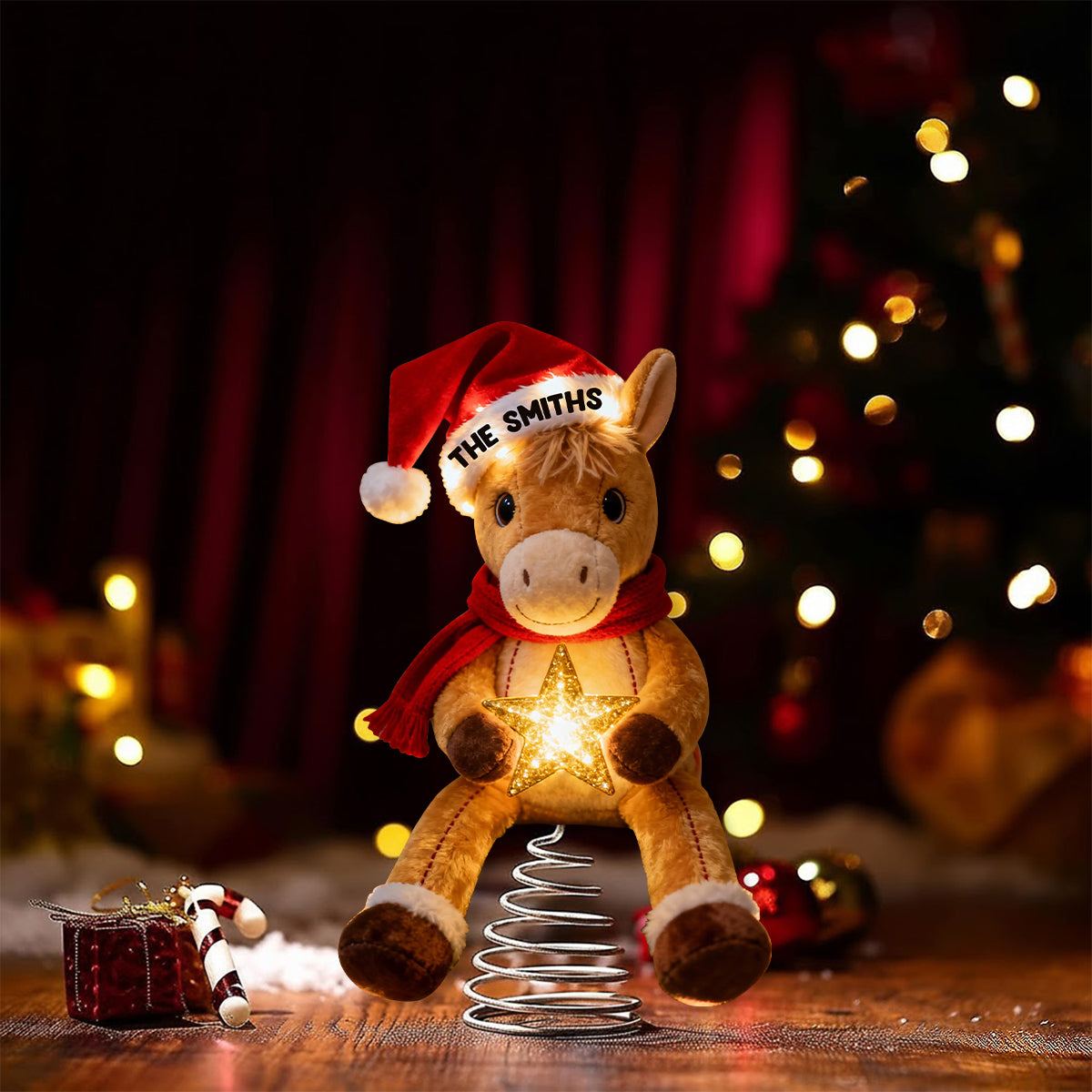 Merry Horsemas - Personalized Horse LED Light Tree Topper