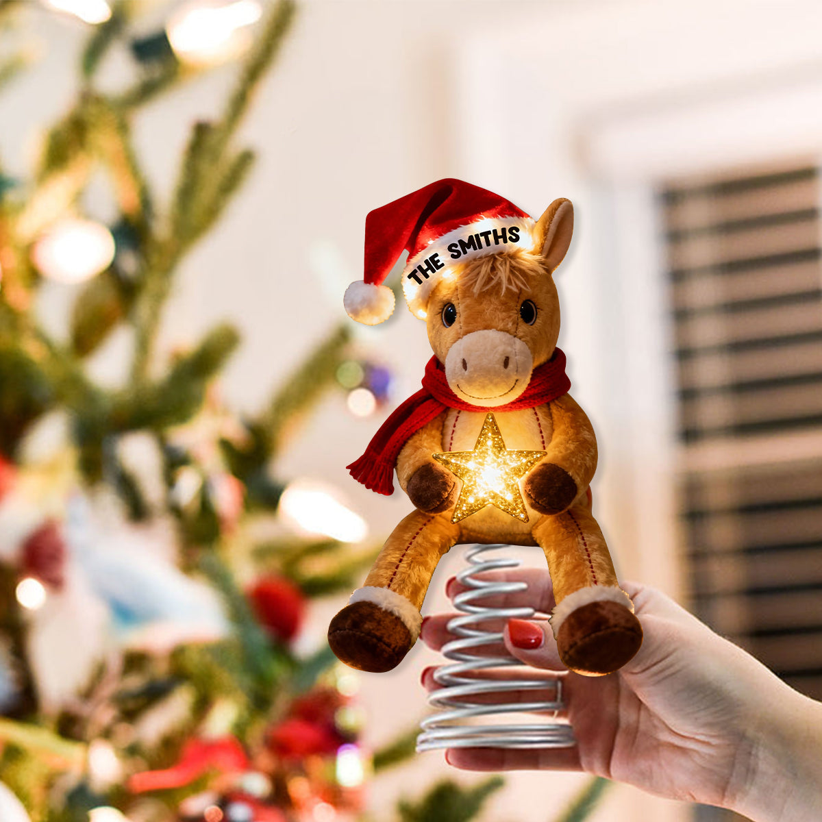 Merry Horsemas - Personalized Horse LED Light Tree Topper
