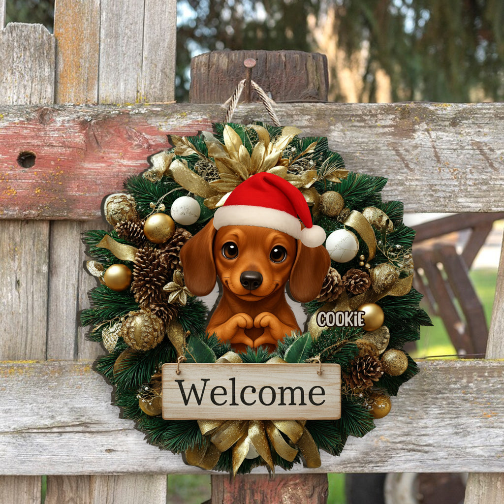 Welcome Christmas 2025 - Personalized Dog Custom Shaped Wood Sign