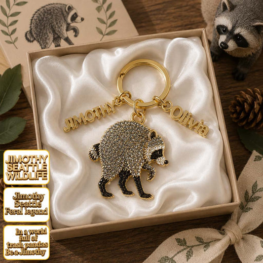 Raccoon Vintage Jimothy - Porte-clés personnalisé avec charms