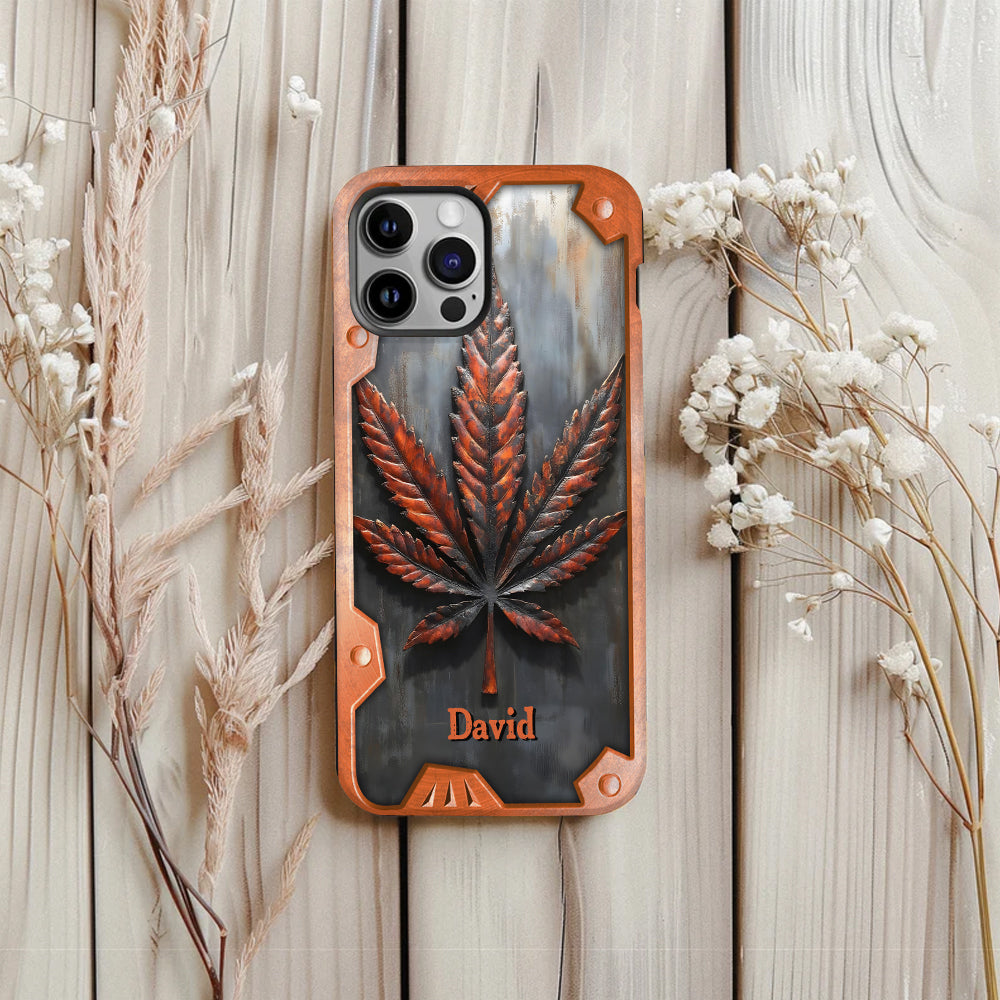 Superbe coque de téléphone personnalisée avec motif feuille et cannabis