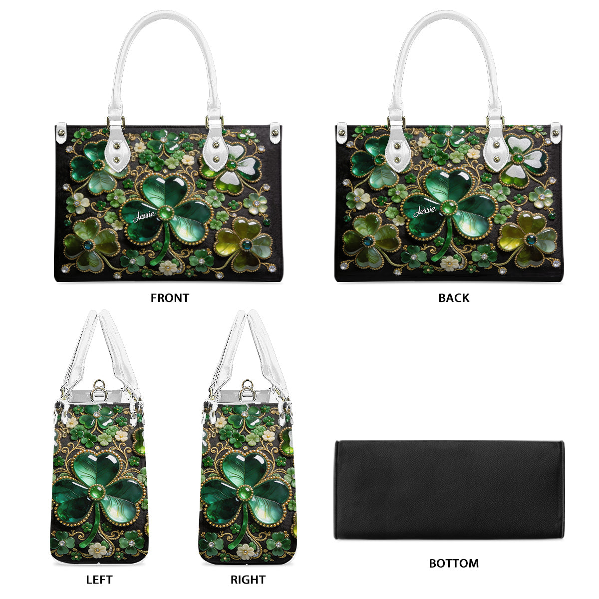 Porte-bonheur trèfle - Sac à main irlandais personnalisé en cuir