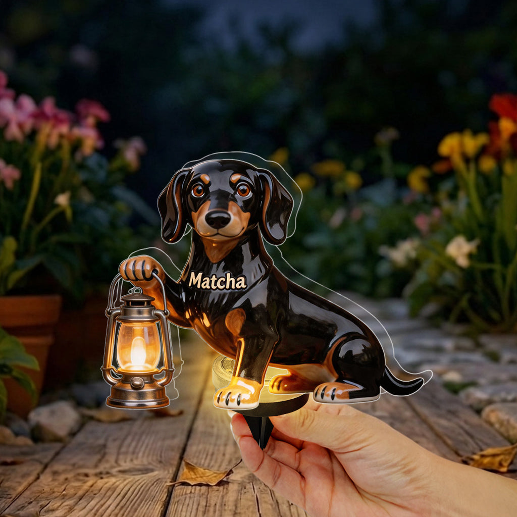 Immer auf dich warten - Personalisierte Hundesolar-Acrylleuchte