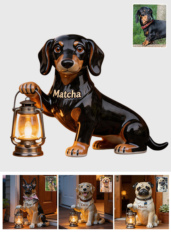 Immer auf dich warten - Personalisierte Hundesolar-Acrylleuchte