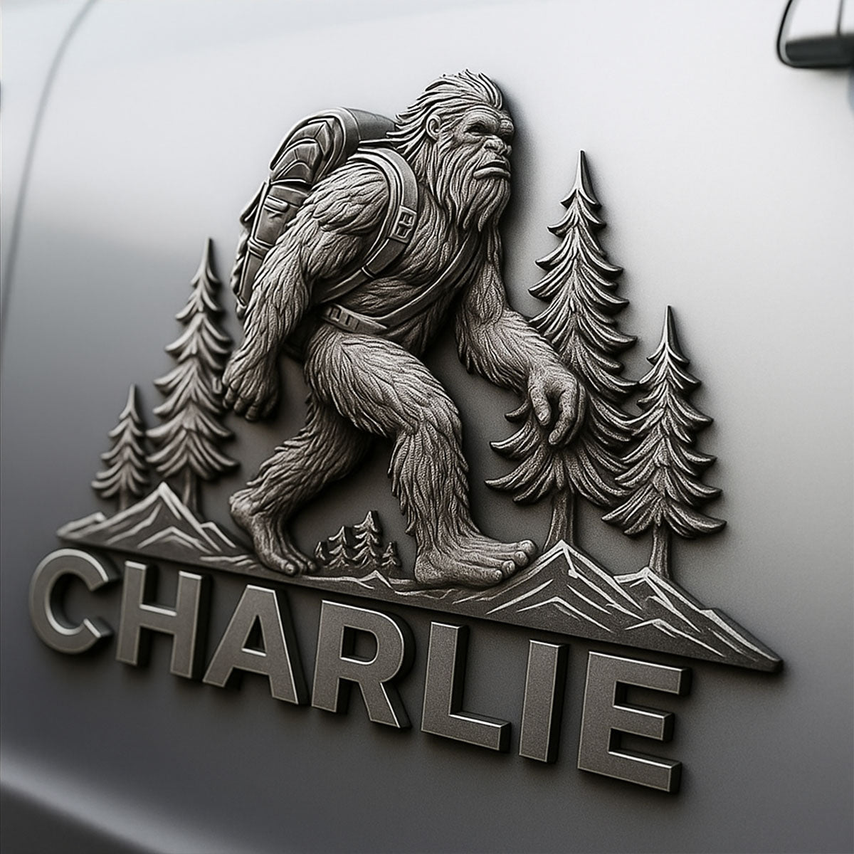 Sasquatch en randonnée - Aimant de randonnée personnalisé