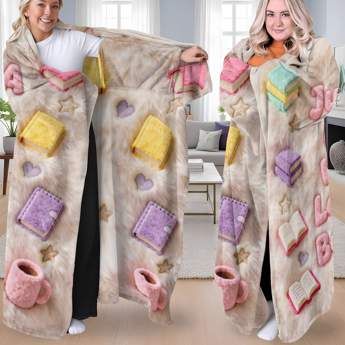 Juste une fille qui aime les livres - Couverture à porter personnalisée avec un livre