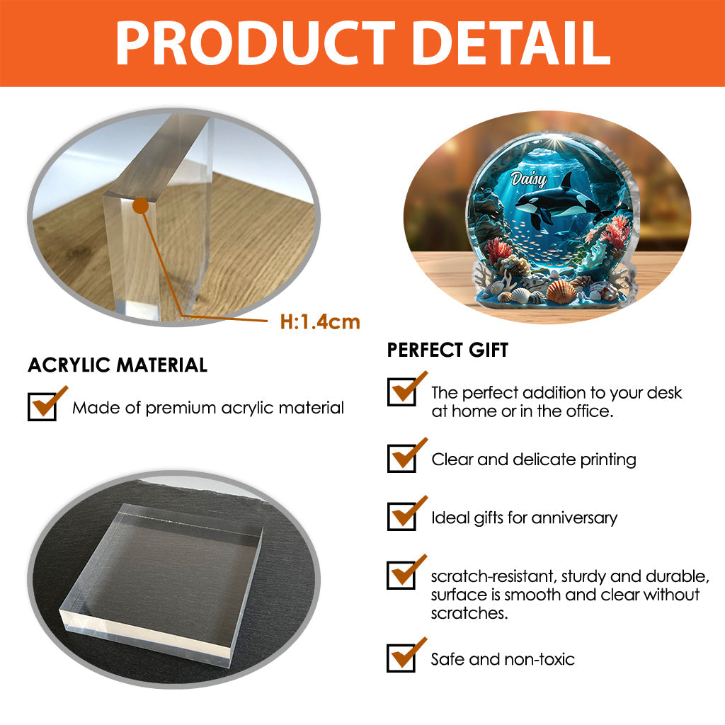 Beautiful Ocean - Personalized Whale Custom Shaped Acrylic Plaque