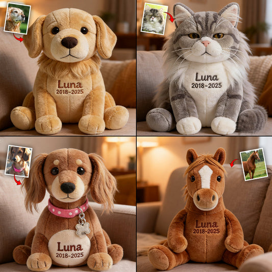 Individuell gestaltbares Kissen in Hundeform aus Kunstfell nach Foto – personalisierbar
