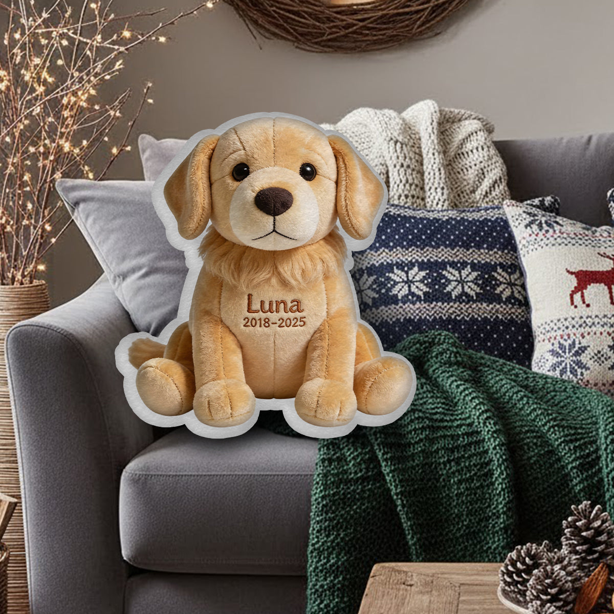 Custom From Any Photo - Personalized Dog Faux Fur Shaped Pillow