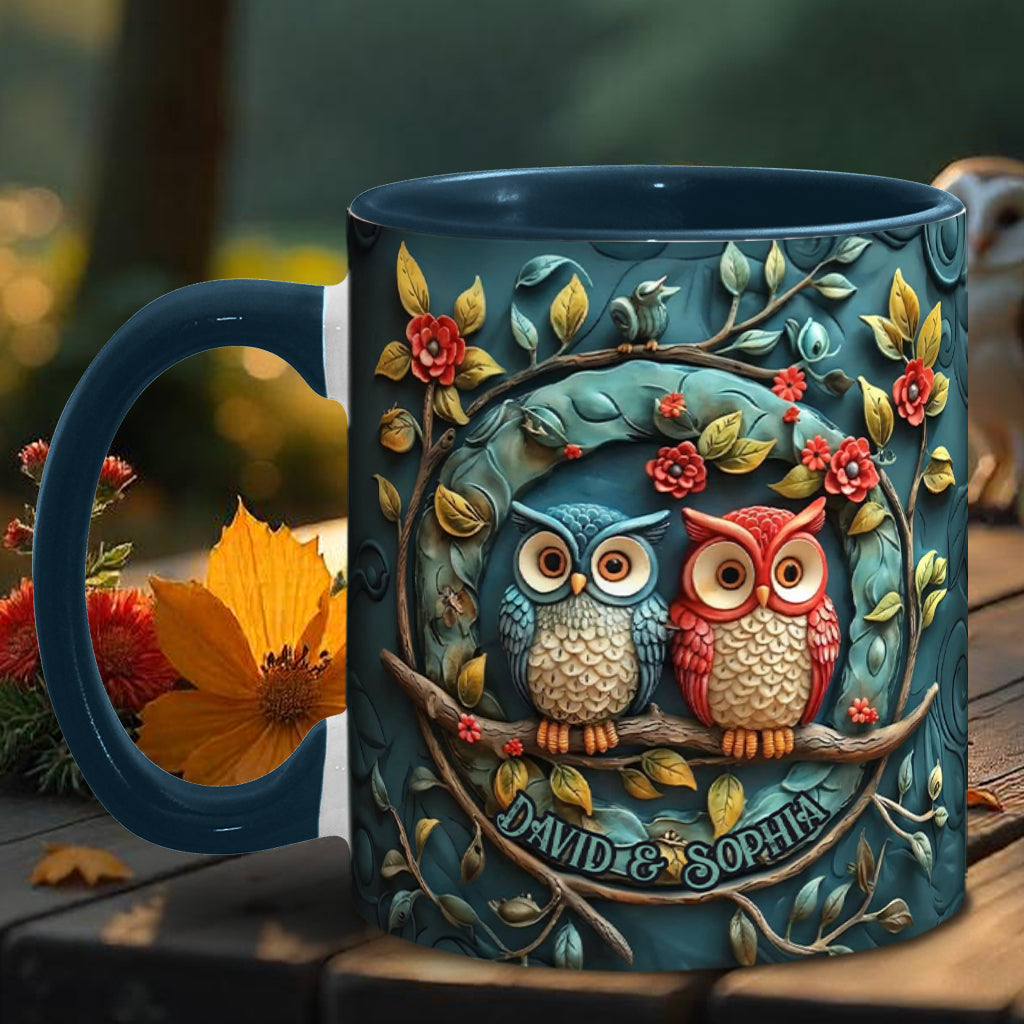 Mug personnalisé pour couple hibou - Motif hibou