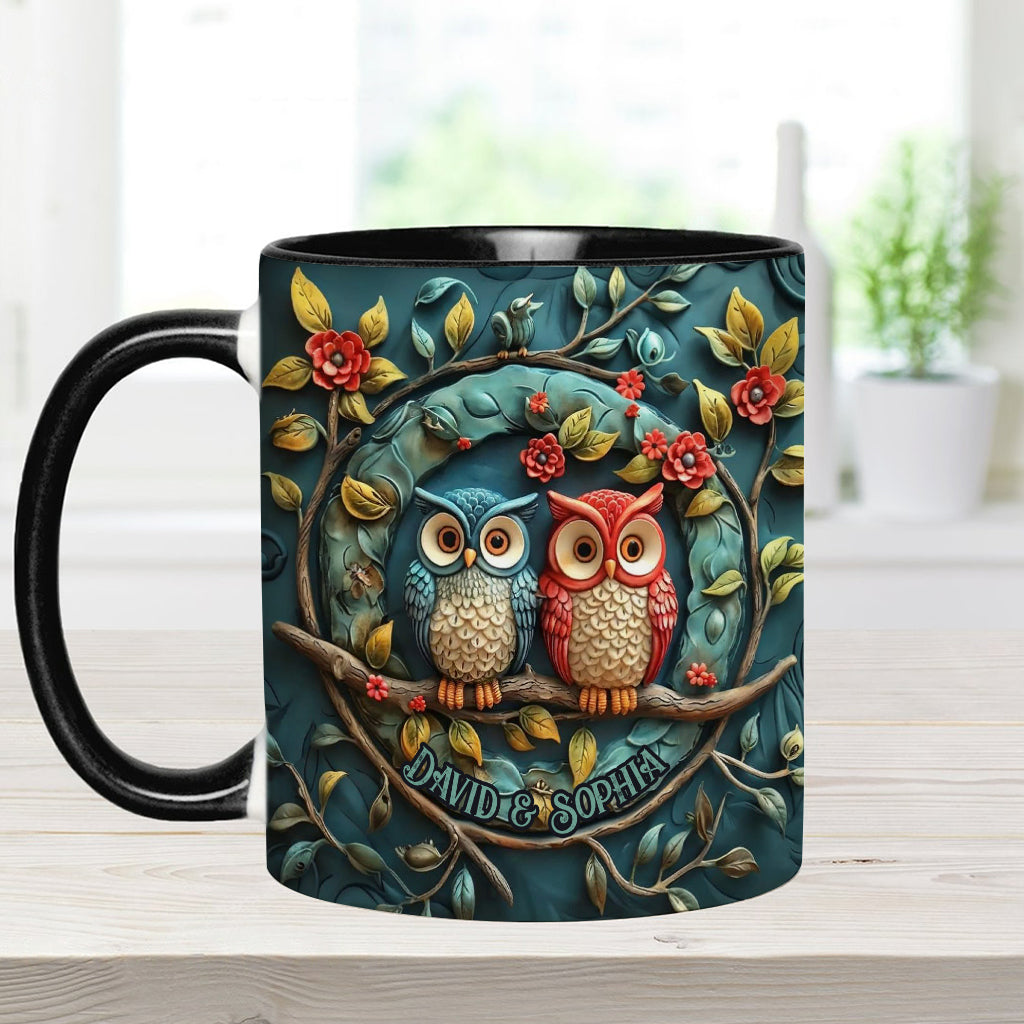 Mug personnalisé pour couple hibou - Motif hibou