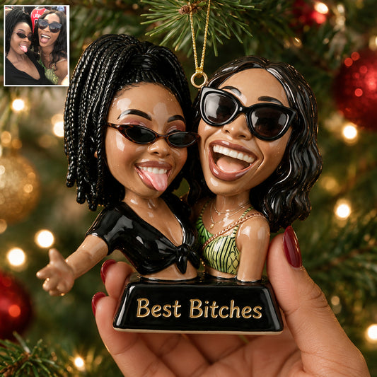 Funny Gifts For Friends - Caricature Style - Personalized Bestie Premium 3D Ornament