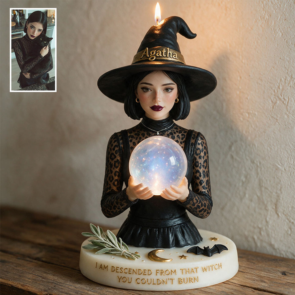 Moon Child - Personalized Witch Custom Shape Wooden Candle Holder