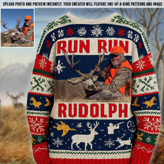 Run Run Rudolph - Personalisierter Jagd-Hässlicher Pullover