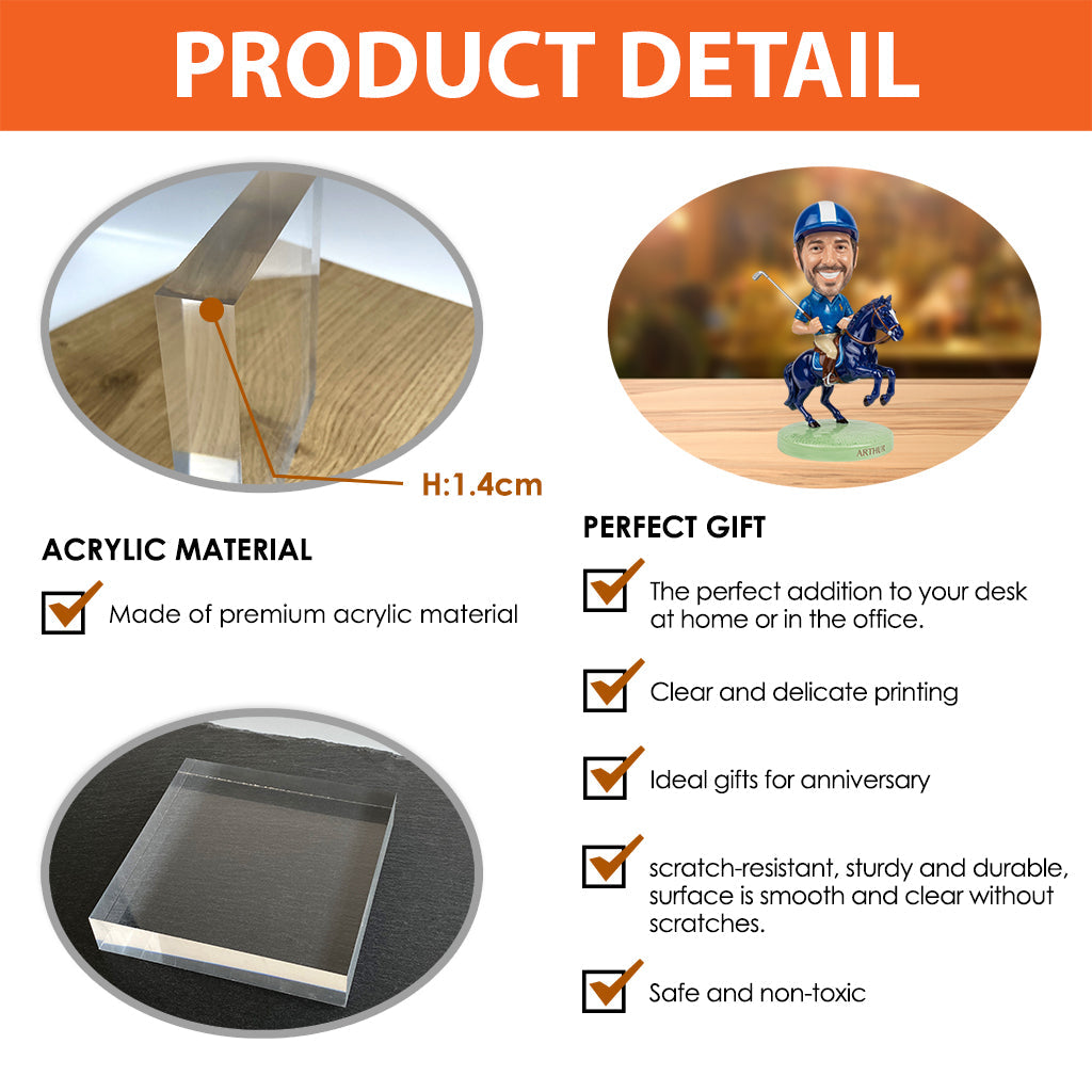 Riding Horse Playing Golf - Personalized Golf Custom Shaped Acrylic Plaque