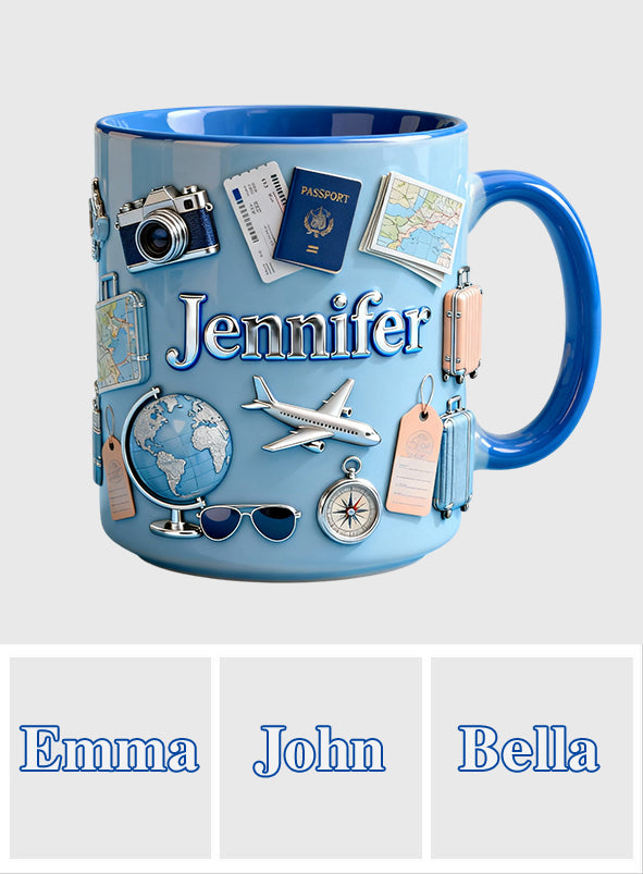 Une fille qui adore voyager - Mug et sous-verre personnalisés sur le thème du voyage
