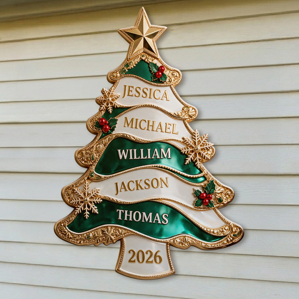 Merry Christmas - Personalized Family 3D Printed Cut Metal Sign