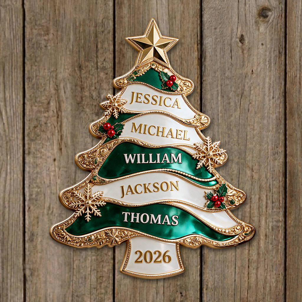 Merry Christmas - Personalized Family 3D Printed Cut Metal Sign