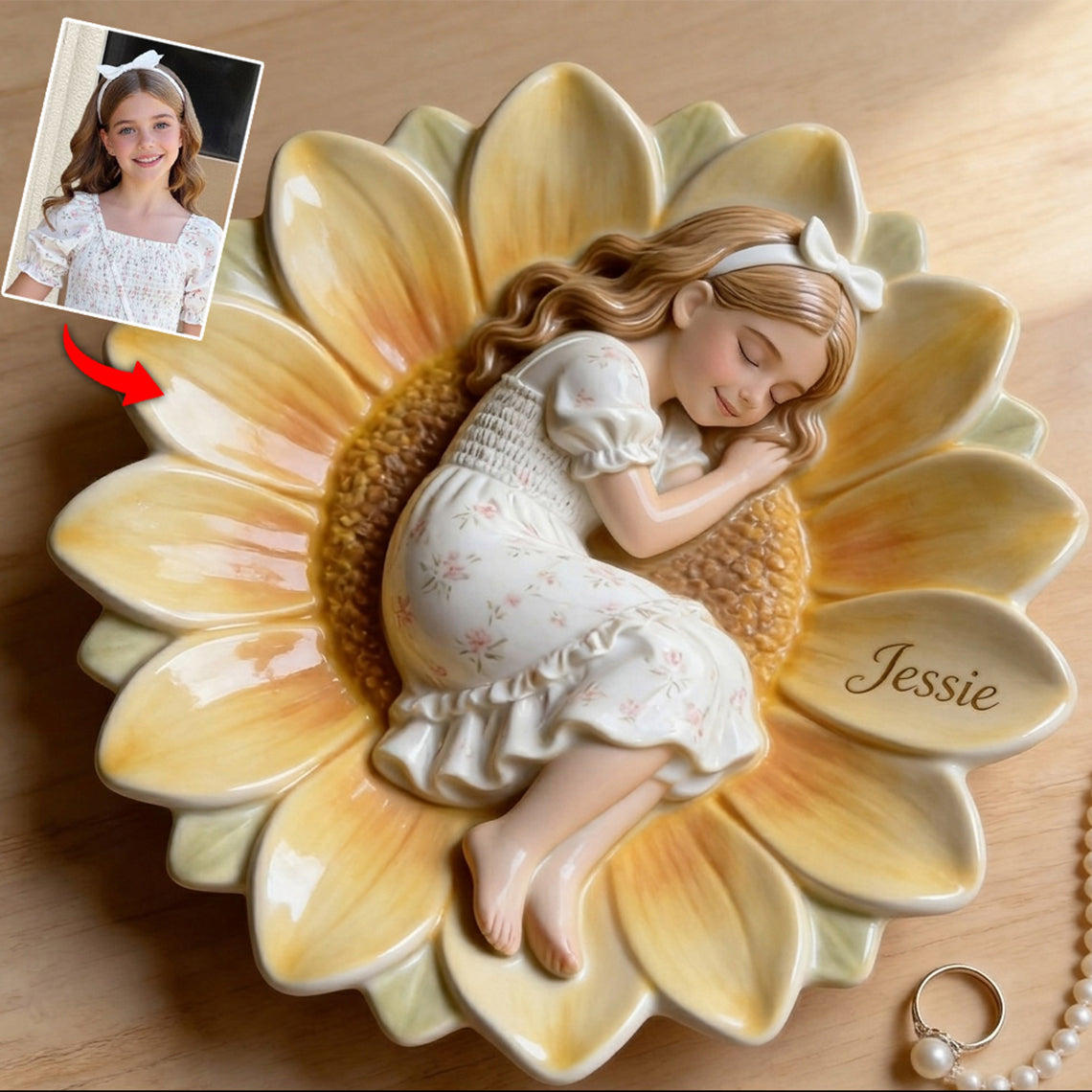 Sleeping Blossom Tray - Personalized Flower Lover Catch-All Tray