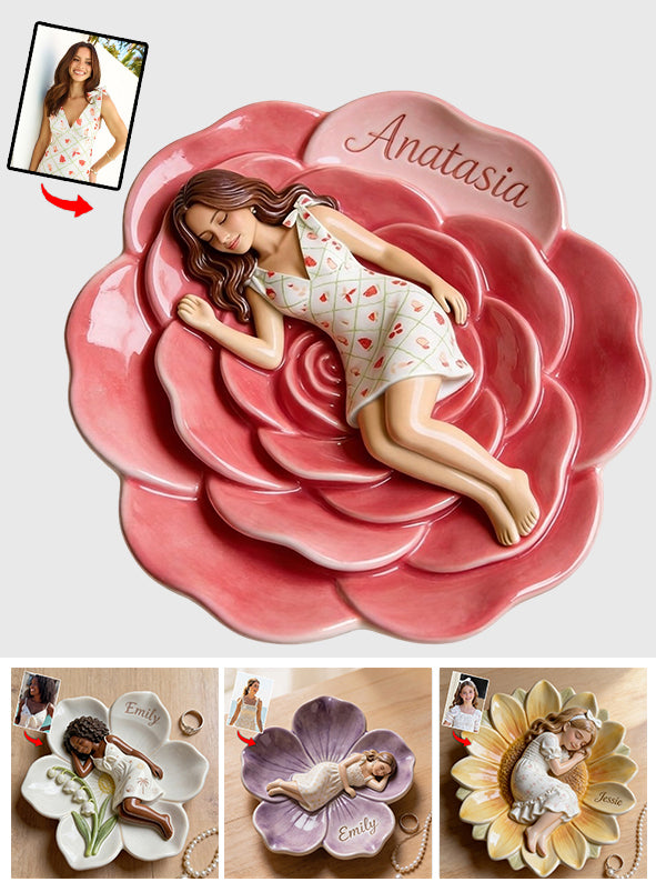 Sleeping Blossom Tray - Personalized Flower Lover Catch-All Tray