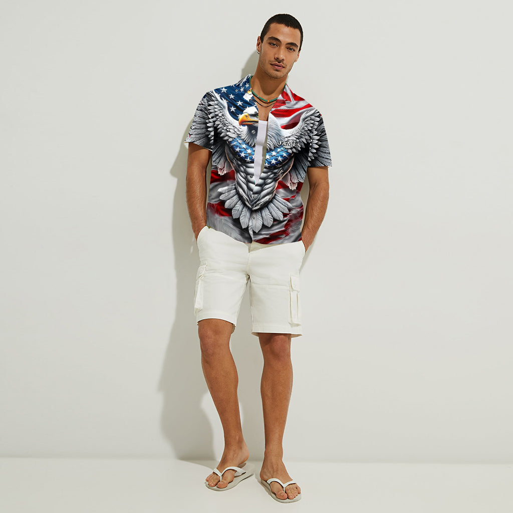 Patriotischer Adler – Personalisiertes Hawaiihemd mit Weißkopfseeadler
