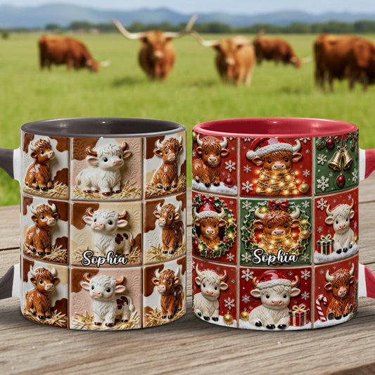 Love Highland Cow - Personalized Highland Cow Accent Mug