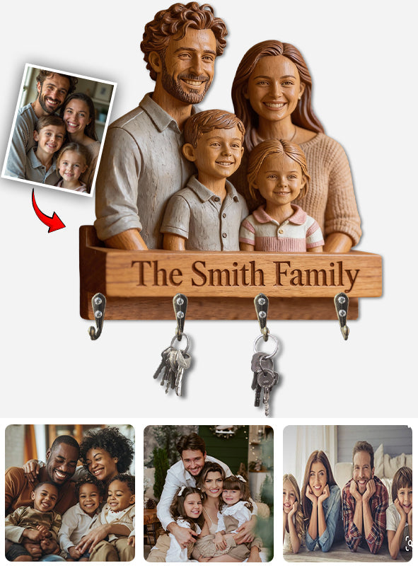 I Love My Family - Personalized Family Custom Shaped Hanging Rack
