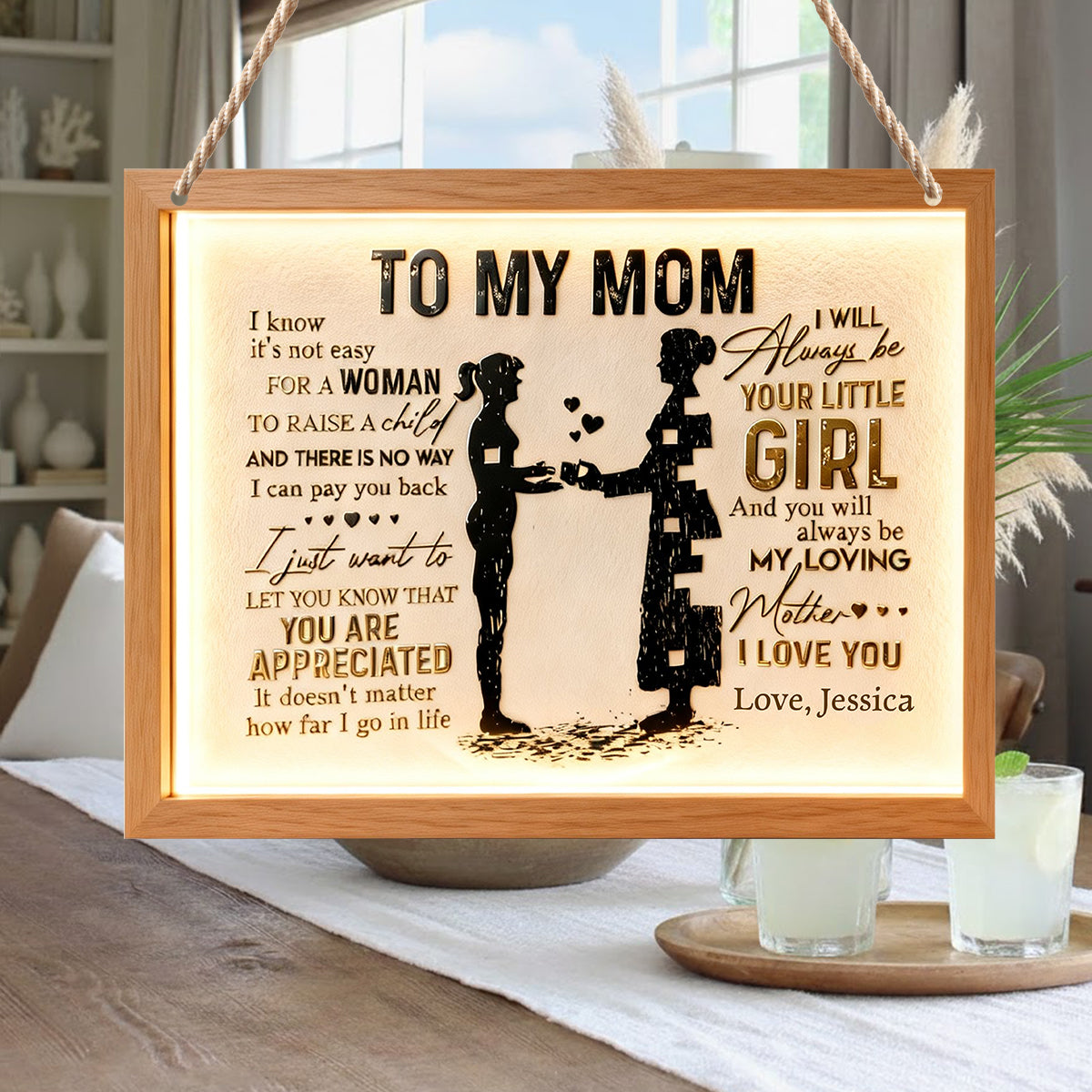 To My Mom - Personalized Mother LED Light Acrylic Sign
