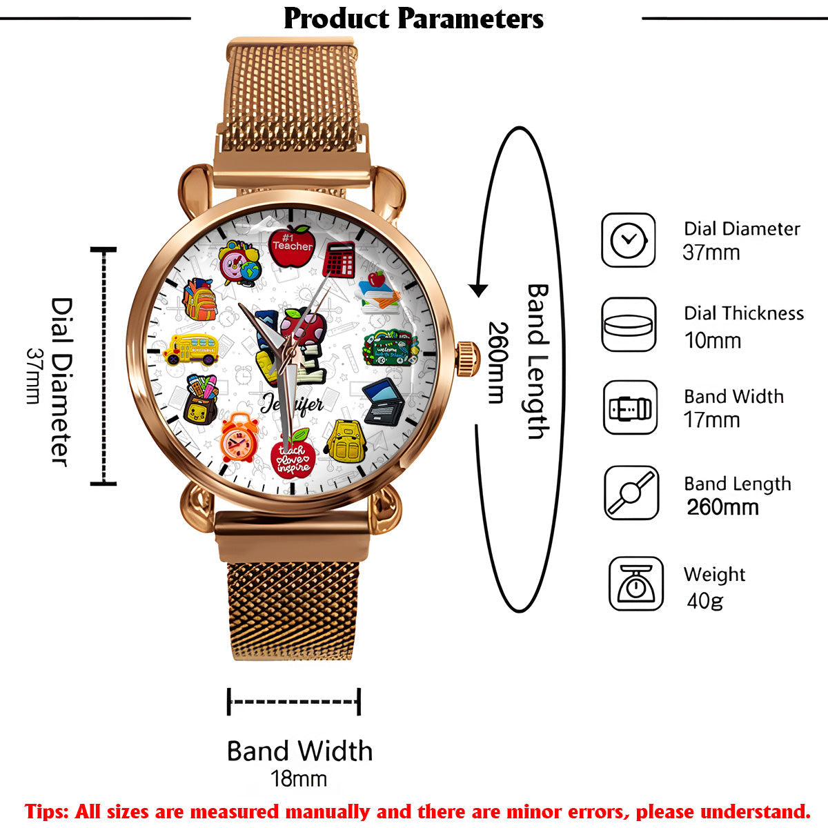 Lehrerinnen, die ihren Beruf lieben – Personalisierte Armbanduhr für Lehrerinnen 