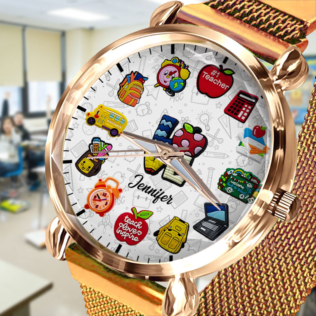 Lehrerinnen, die ihren Beruf lieben – Personalisierte Armbanduhr für Lehrerinnen 