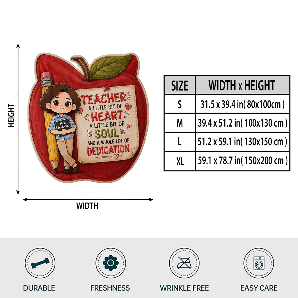 Teacher Gift Idea - Personalized Teacher Shaped Fleece Blanket
