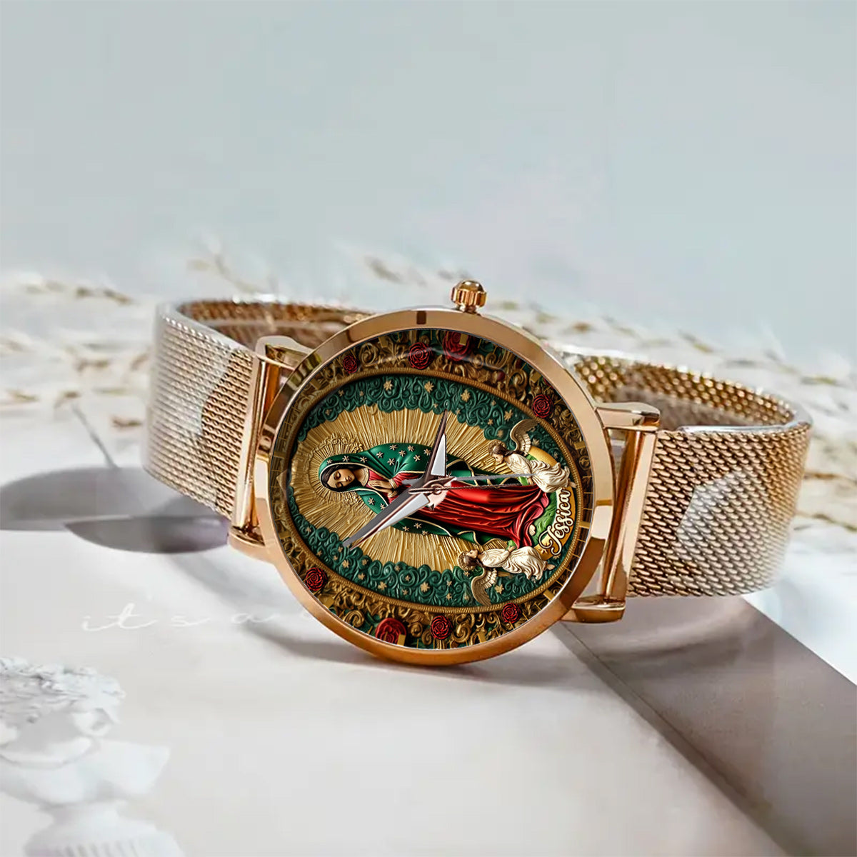 Notre-Dame de Guadalupe - Montre-bracelet chrétienne personnalisée pour femme