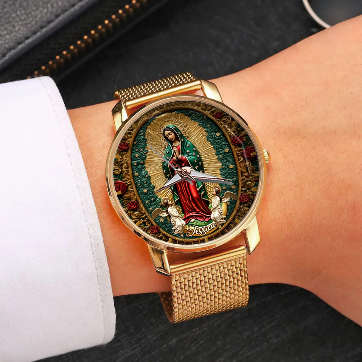 Notre-Dame de Guadalupe - Montre-bracelet chrétienne personnalisée pour femme