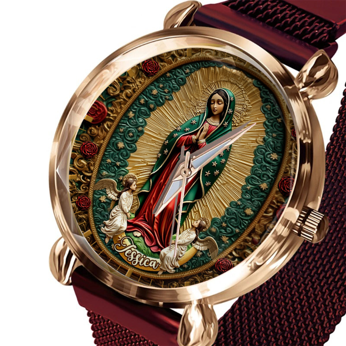 Notre-Dame de Guadalupe - Montre-bracelet chrétienne personnalisée pour femme