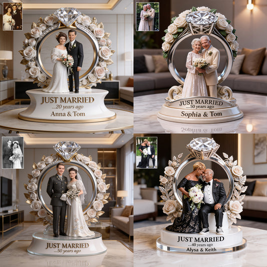 Just Married, Funny And Sentimental Anniversary Gift For Partner - Personalized Couple Custom Shaped Acrylic Plaque