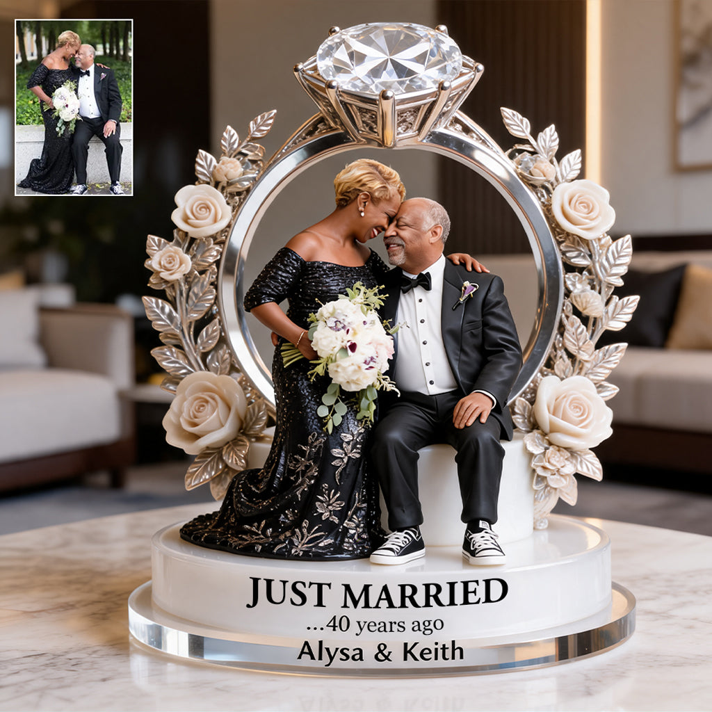 Just Married, Funny And Sentimental Anniversary Gift For Partner - Personalized Couple Custom Shaped Acrylic Plaque