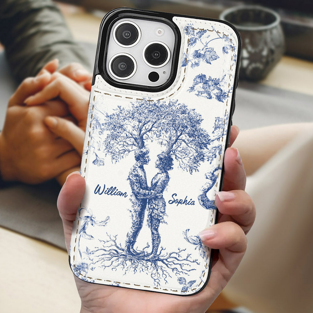 Anniversary Gift Toile De Jouy Style You & Me We Got This - Personalized Couple Foldable Wallet Phone Case