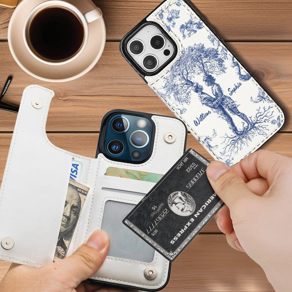 Anniversary Gift Toile De Jouy Style You & Me We Got This - Personalized Couple Foldable Wallet Phone Case