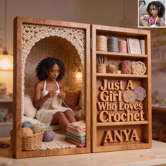 Une fille qui adore le crochet - Diptyque acrylique personnalisé au crochet