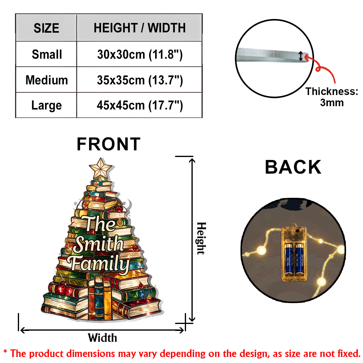 Book Christmas Tree - Personalized Book LED Light Acrylic Sign