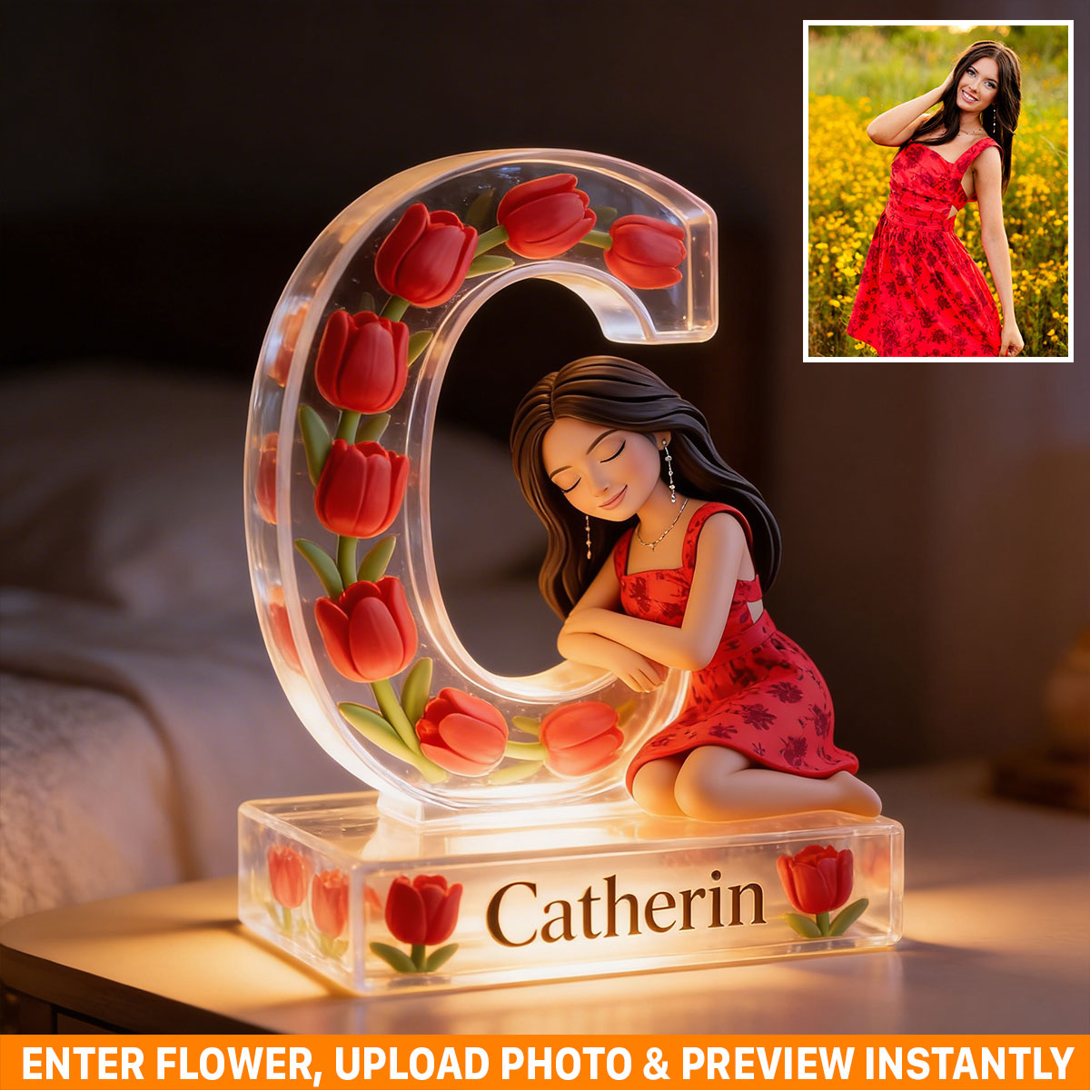 Love Yourself - Personalized Birth Month Flower Acrylic LED Night Light