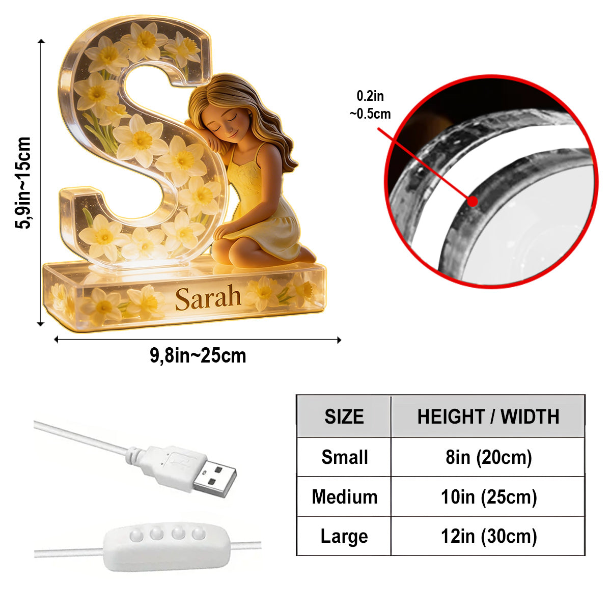 Love Yourself - Personalized Birth Month Flower Acrylic LED Night Light