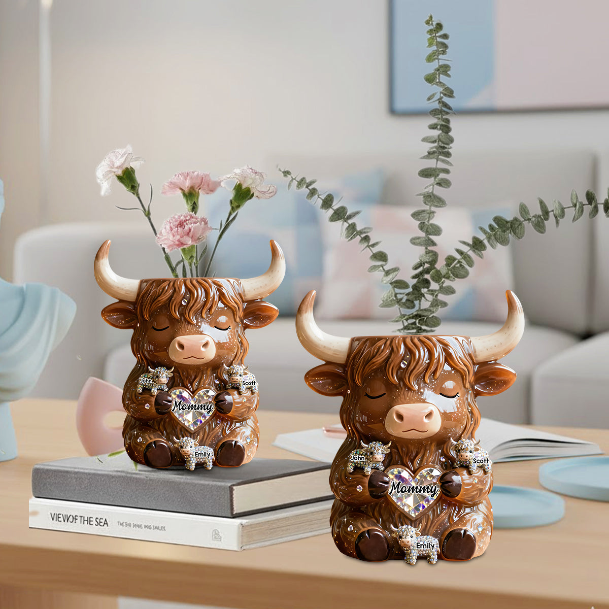 Farm Life - Personalized Highland Cow Custom Shape Acrylic Flower Vase