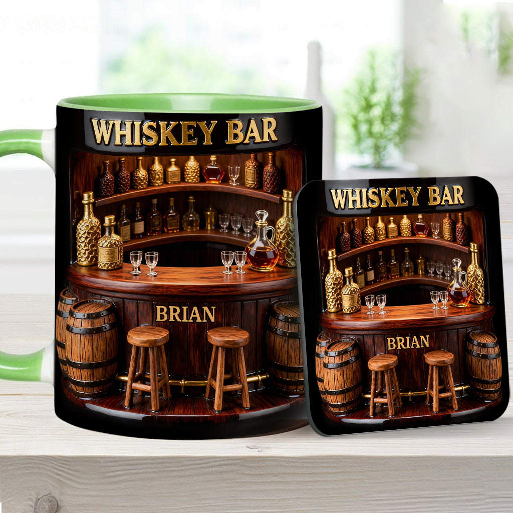 Whisky-Bar – Personalisierter Whiskybecher mit Akzenten und Untersetzer