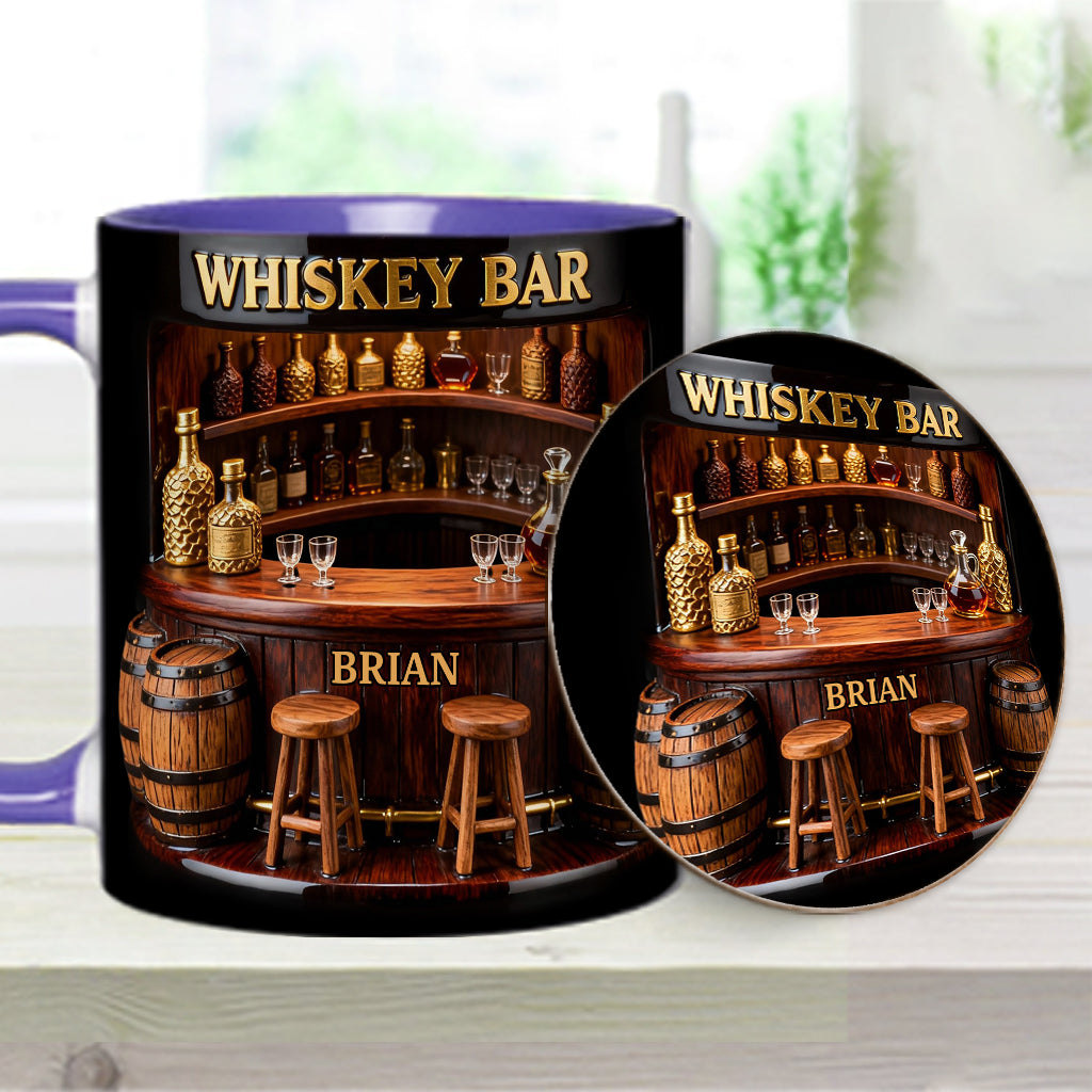 Whisky-Bar – Personalisierter Whiskybecher mit Akzenten und Untersetzer