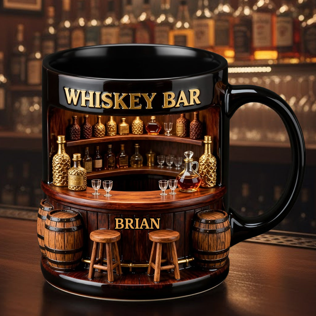 Whisky-Bar – Personalisierter Whiskybecher mit Akzenten und Untersetzer